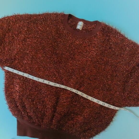 Maeve x Anthropologie Violetta Brown Sweater Womens Small Tinsel Shimmer - Picture 6 of 8
